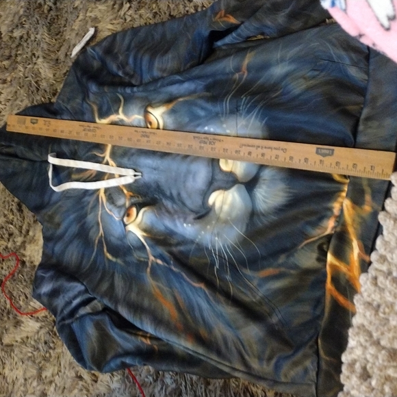 Awsome hooded Jacket no brand grey color of large animal head no labels at all - Picture 4 of 7